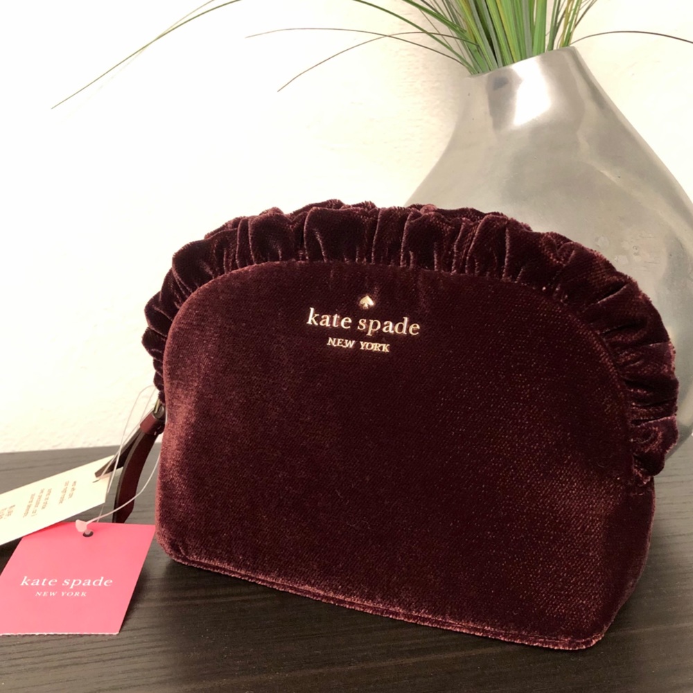 Kate Spade ♠️ Burgundy Velvet Cosmetic Bag
